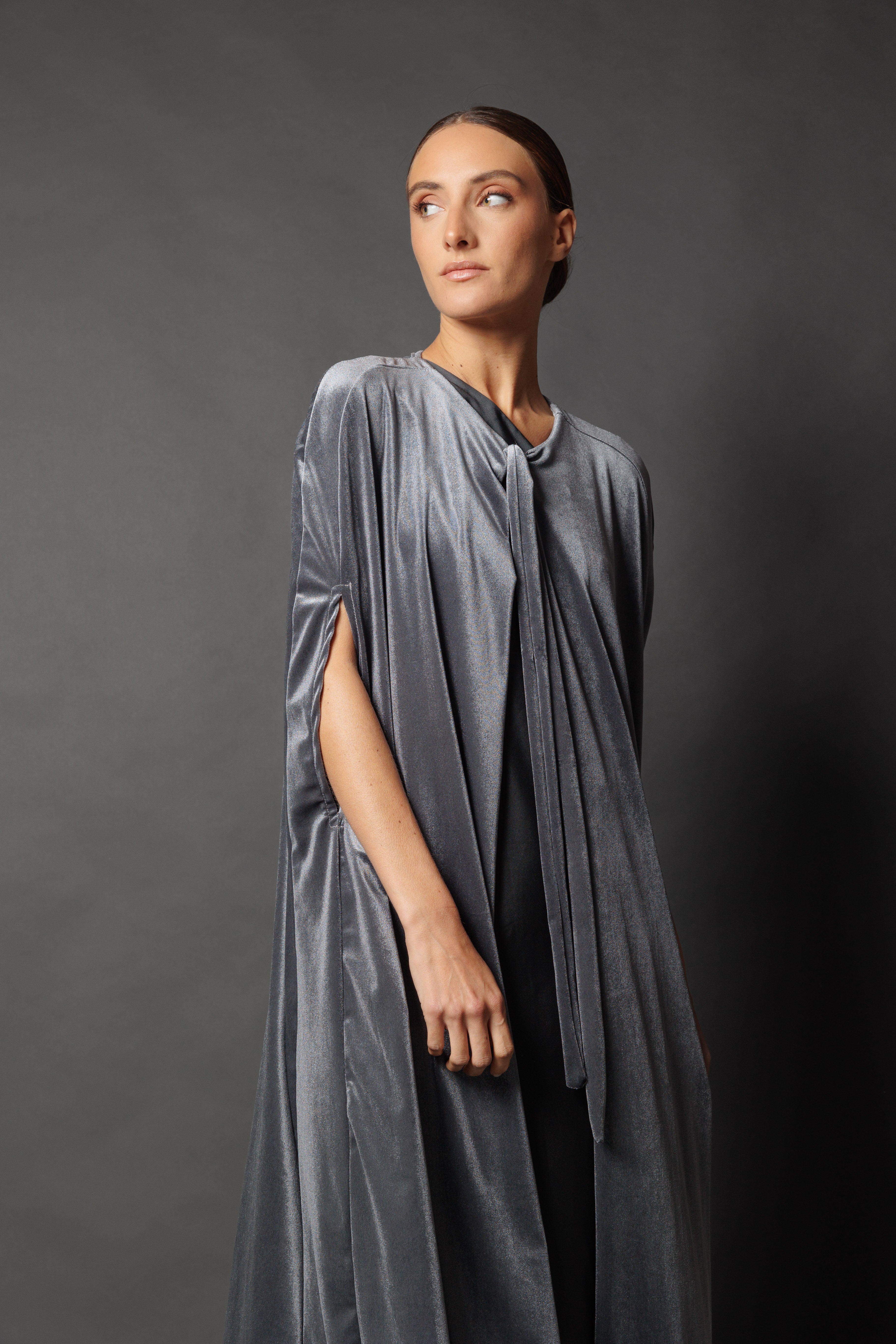 Capa de terciopelo Larga Gris