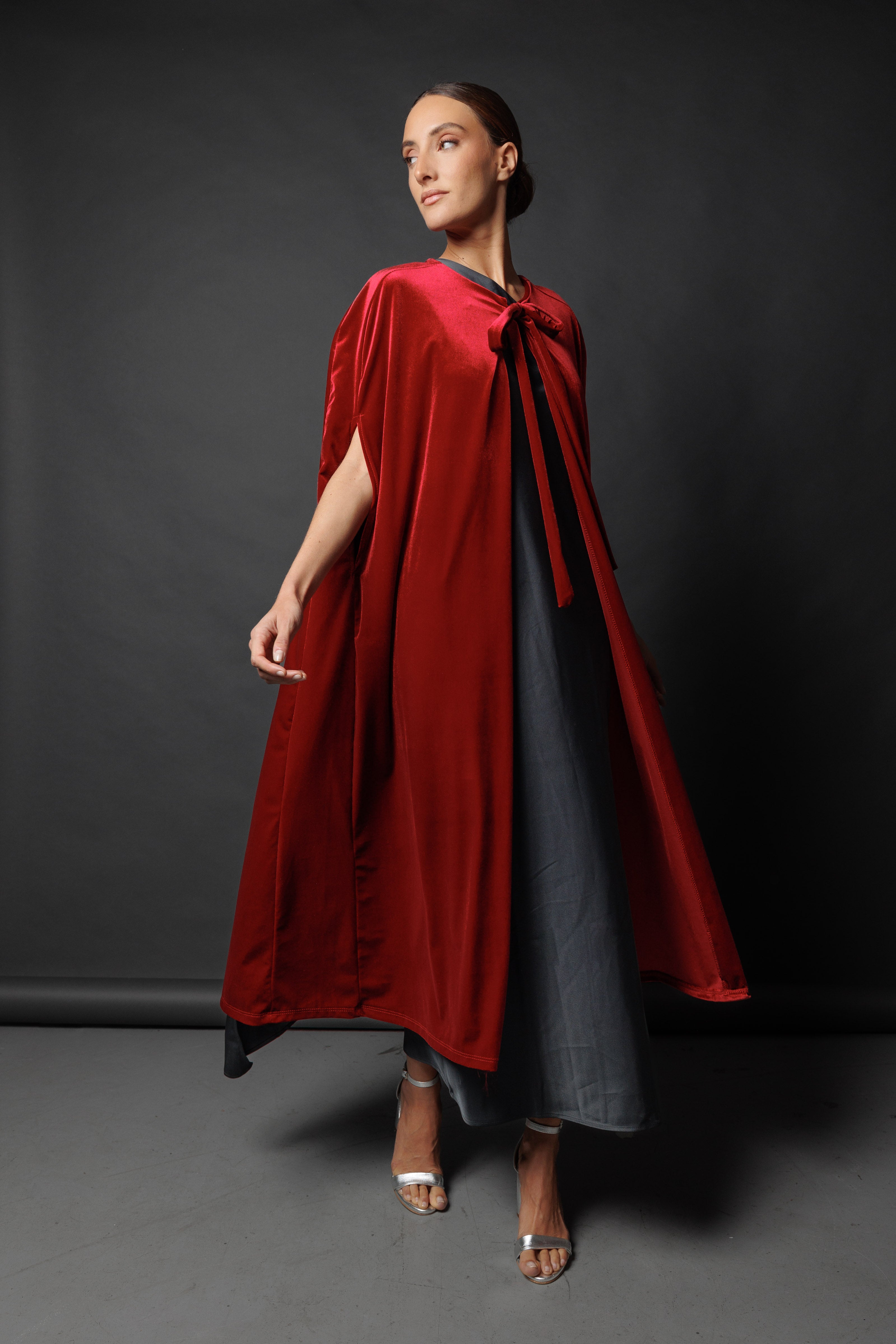 Capa de terciopelo Larga Granate