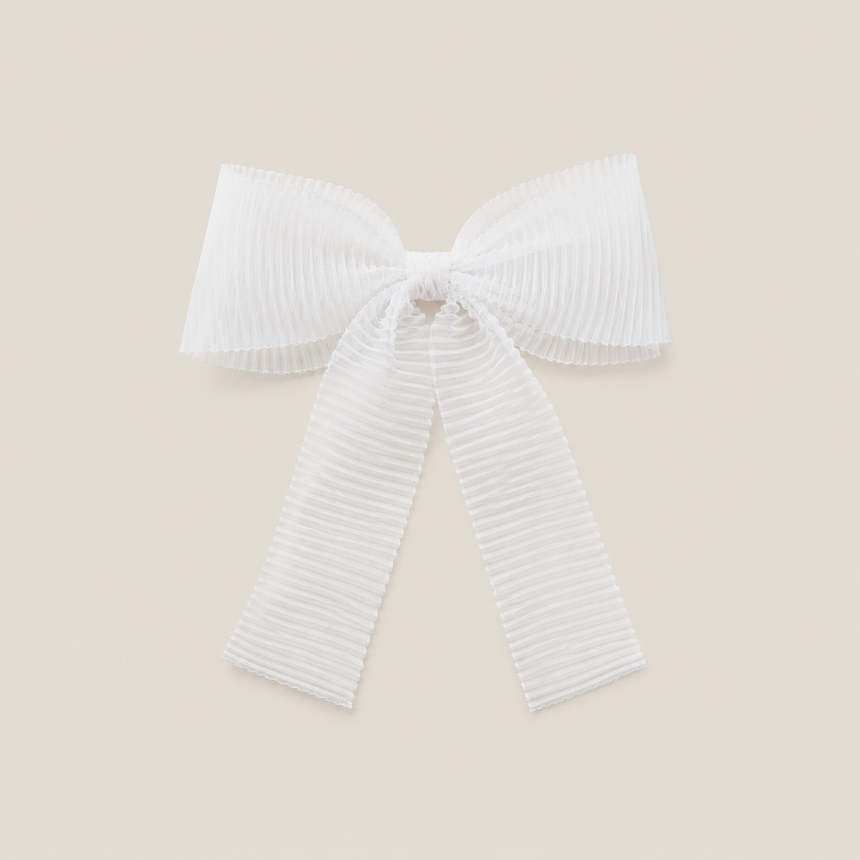 White pleated ribbon bow