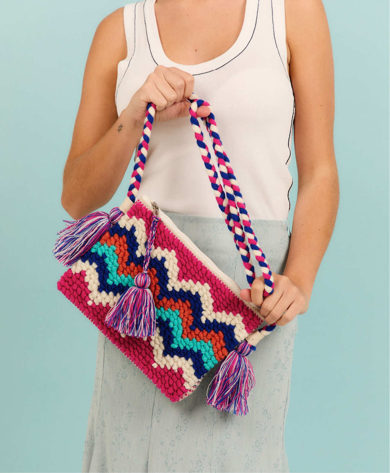 Bolso Bohol azul y rosa