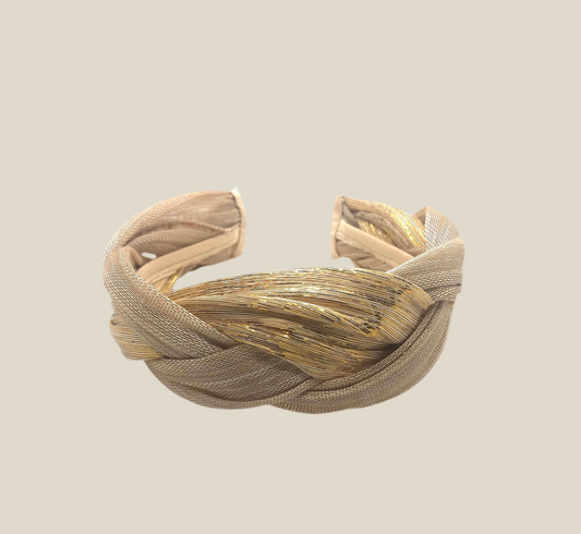 Diadema Infanta beige y dorada