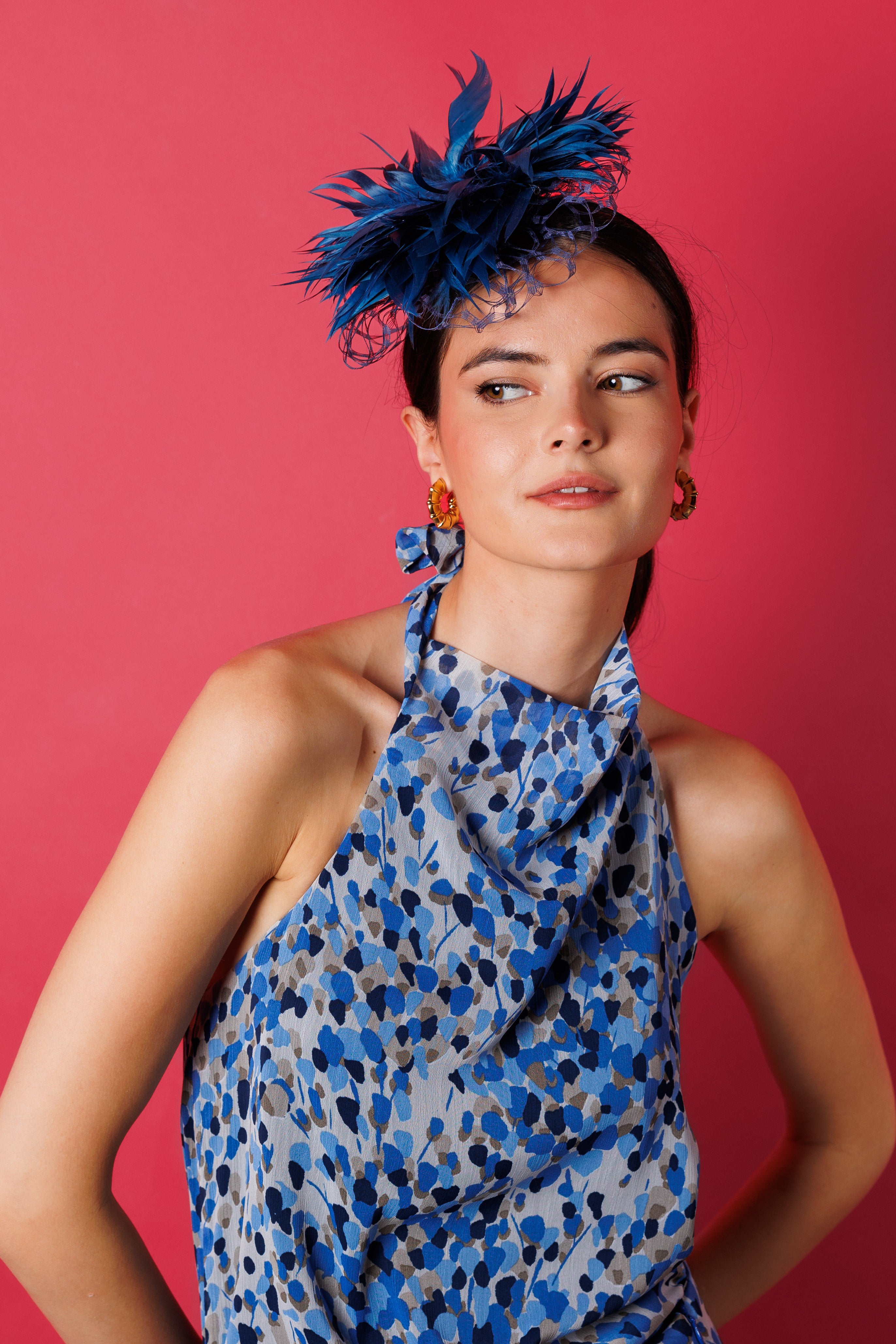 Tocado Pascua azul marino