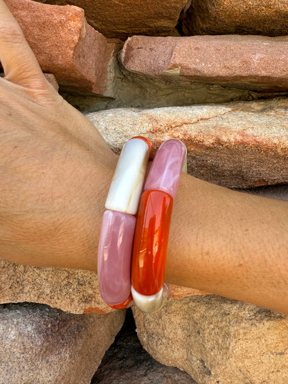 Pink and white puzzle bracelet