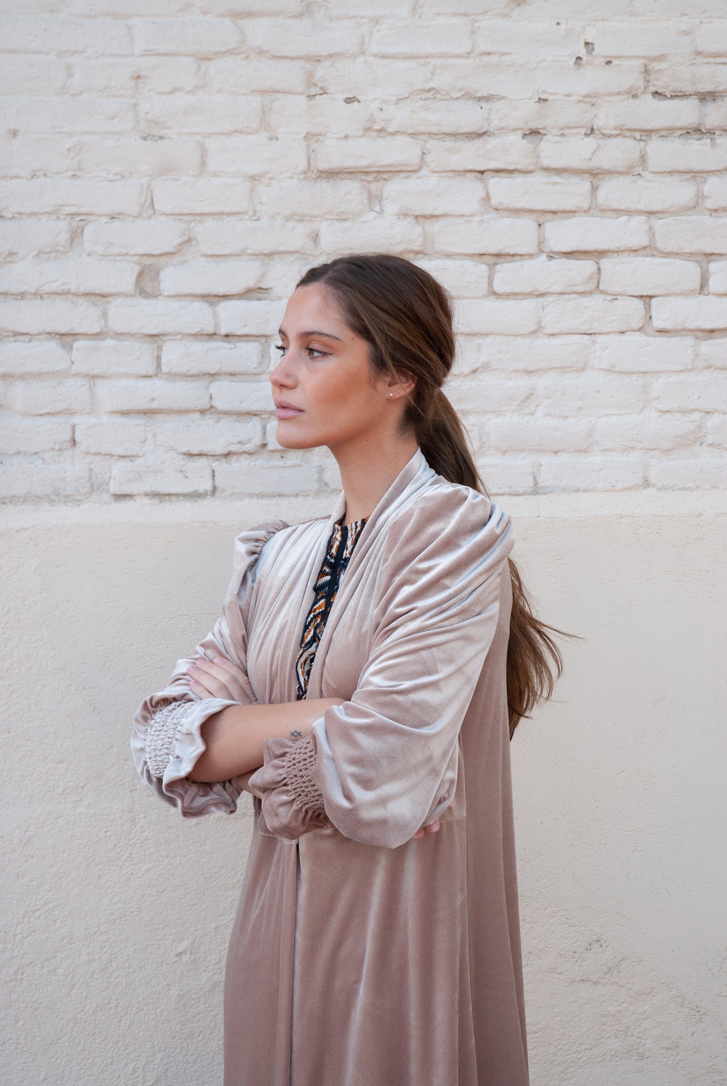 Abrigo de terciopelo Beige