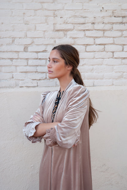 Abrigo de terciopelo Beige