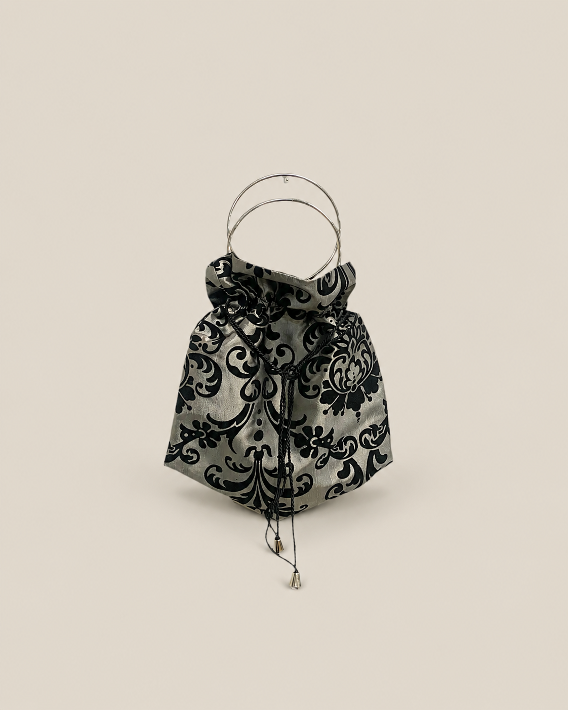 Bolso Saco gris brocado