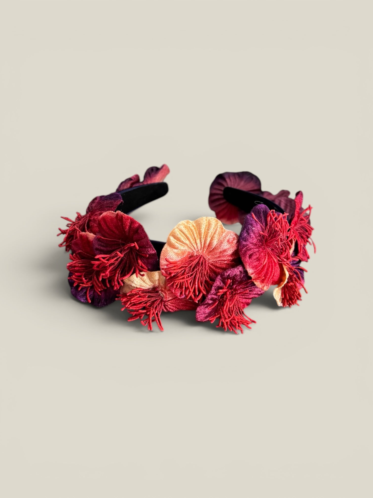 Diadema Dalia roja y morada