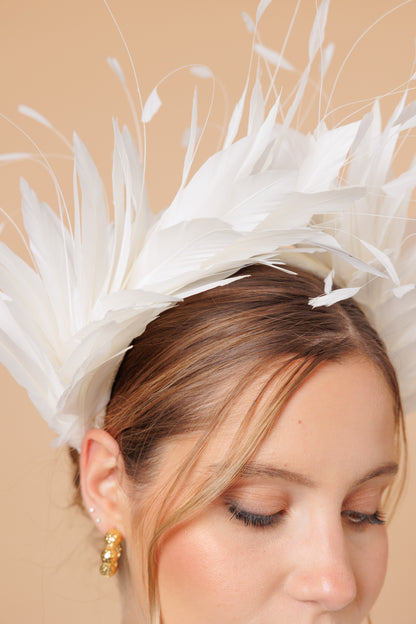 Ostrich white Headband