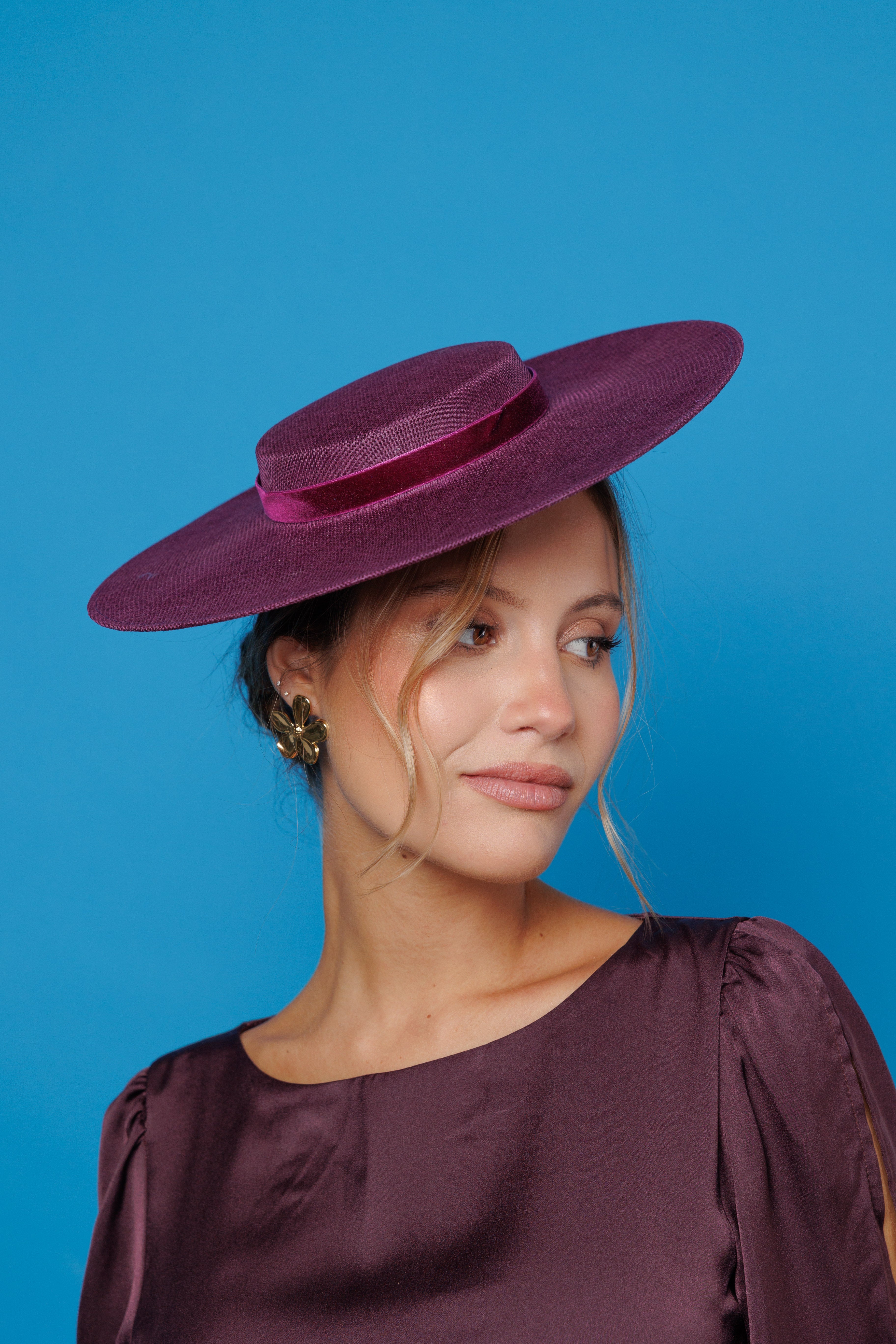 York Boater Hat Aubergine