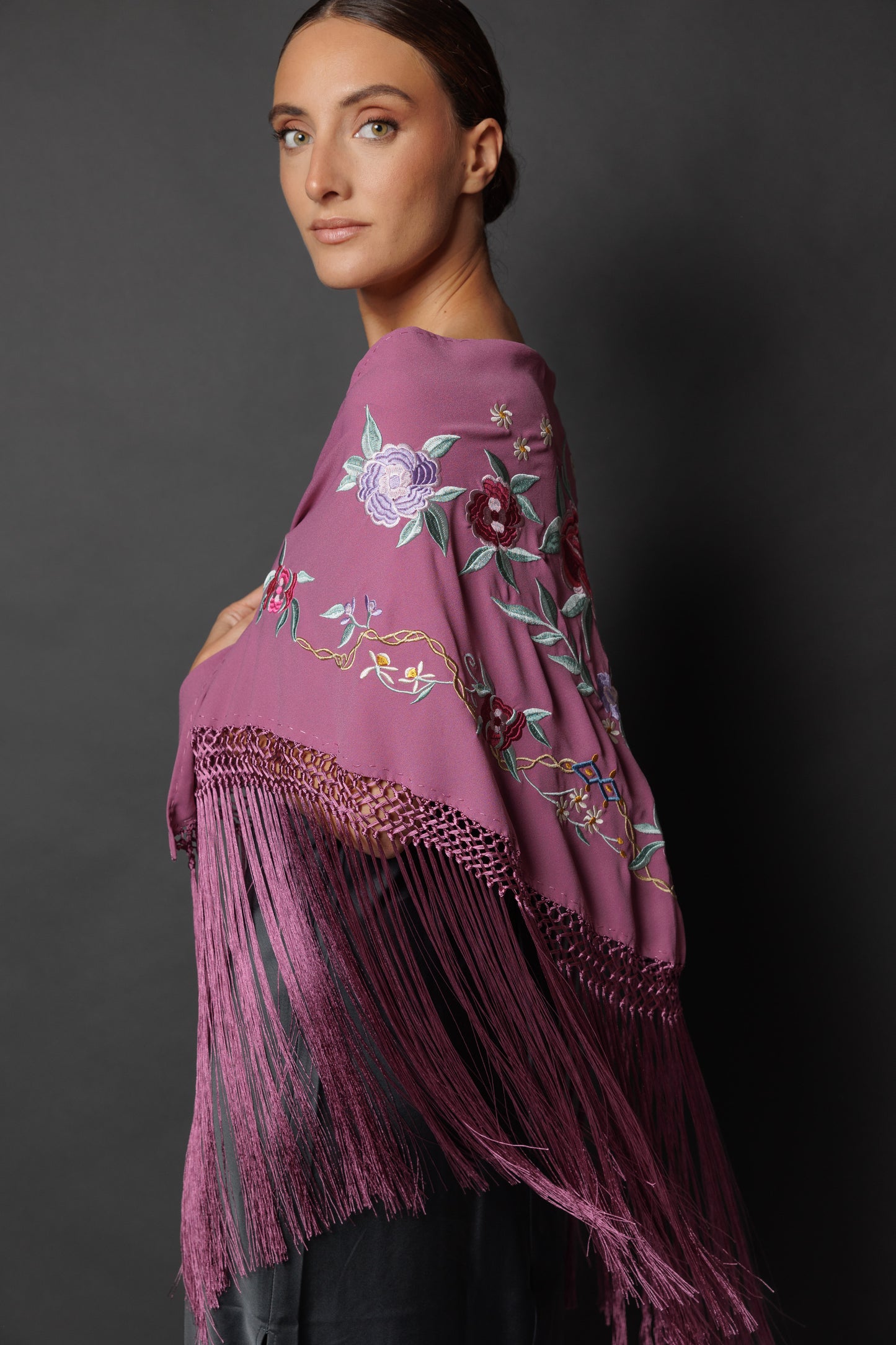 Bougainvillea Embroidered Shawl 