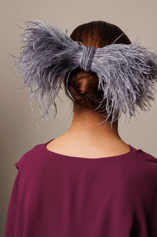 Grey Marabou Bow