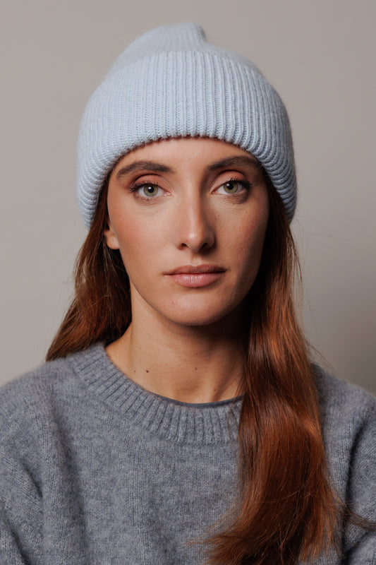 Baby blue knitted hat