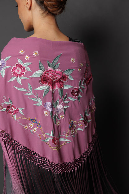 Bougainvillea Embroidered Shawl 