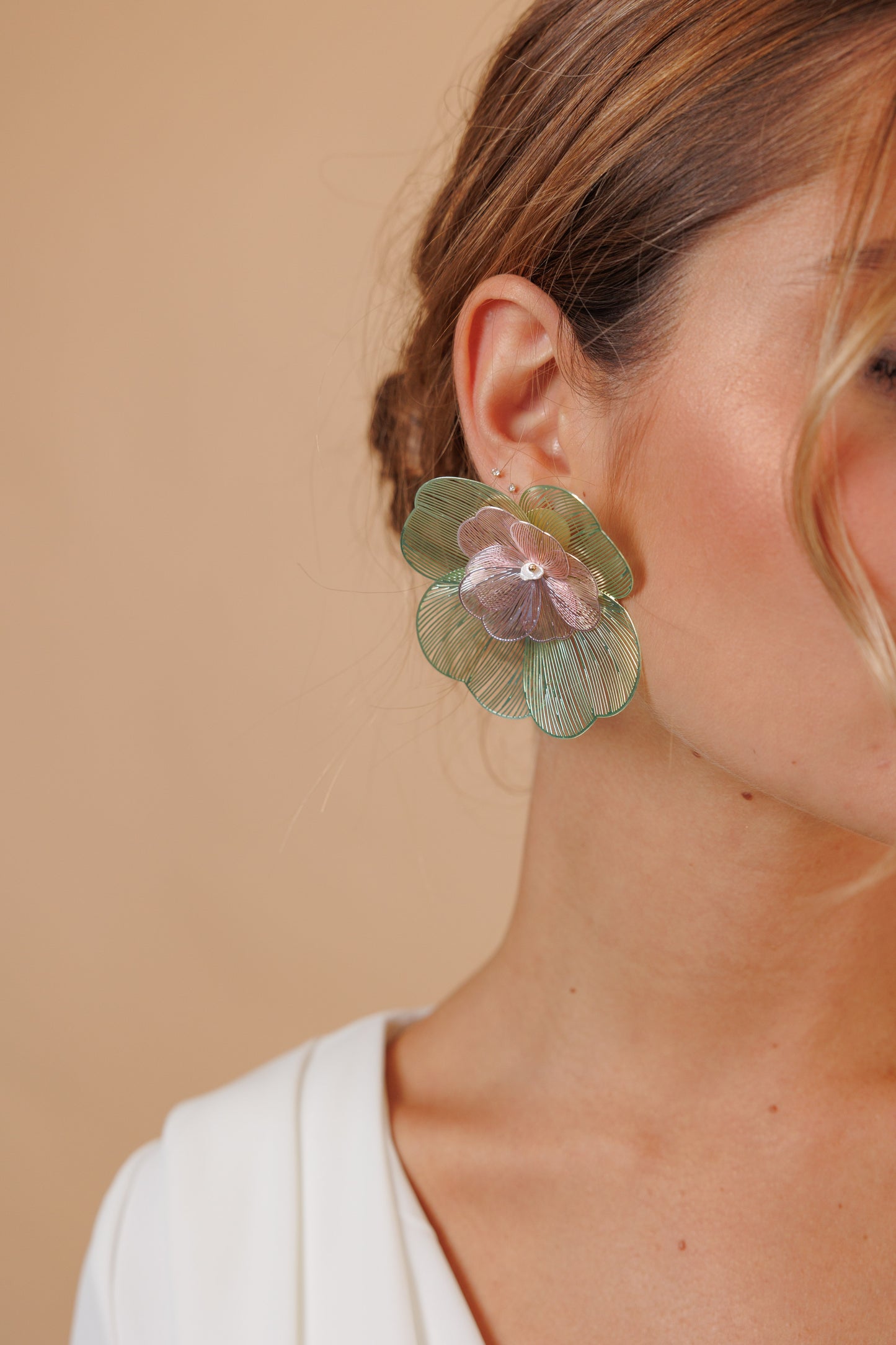 Pendientes Gardenia verde