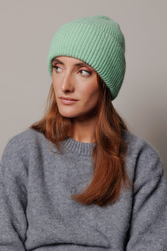 Apple green knitted hat