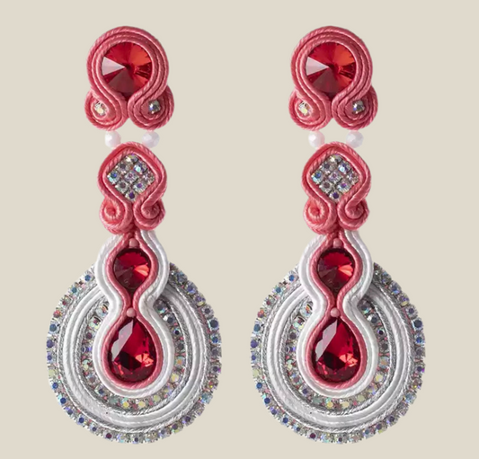 Pendientes Alcázar blancos y rojos