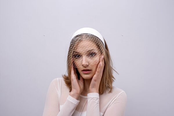 Carola white velvet headband