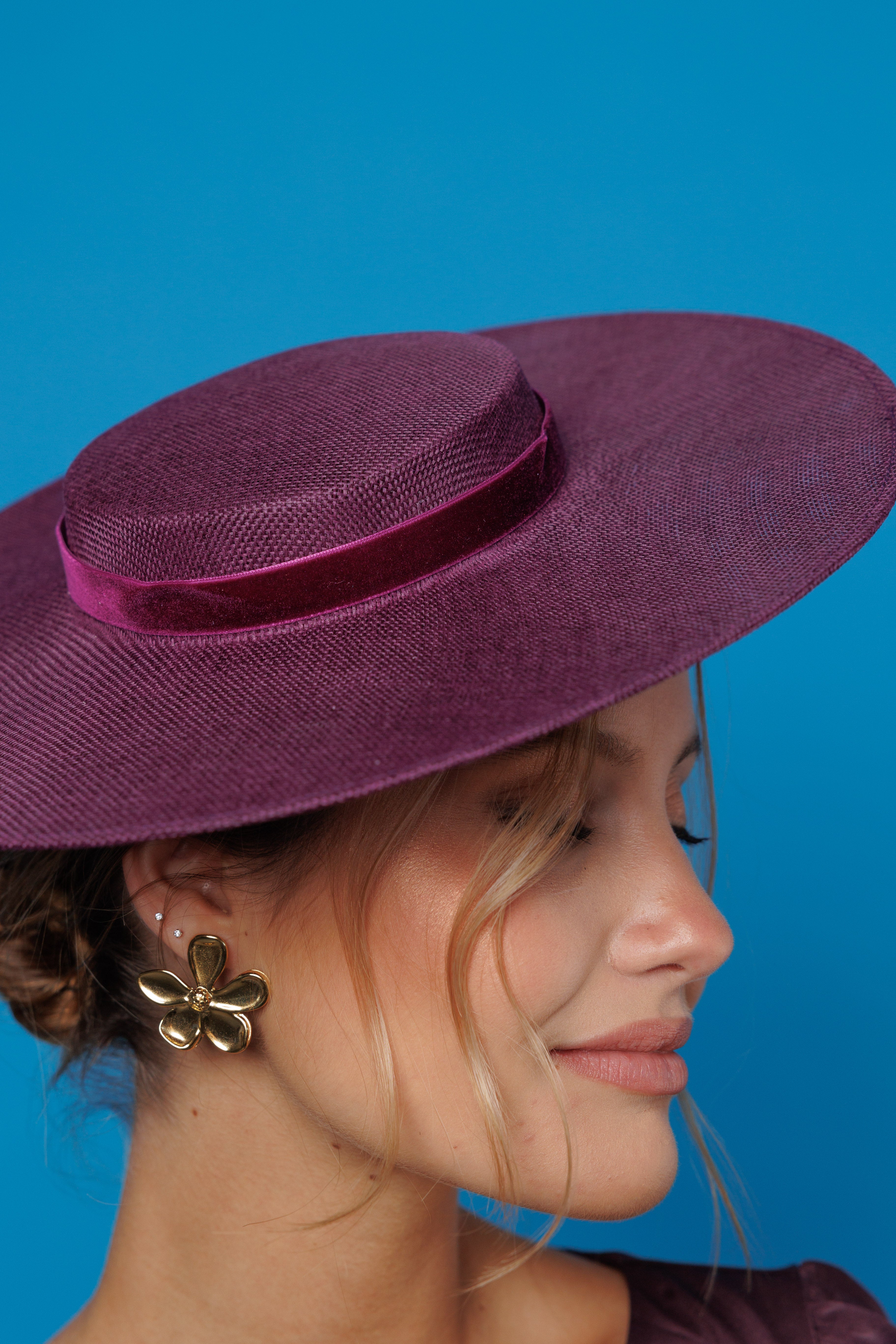 York Boater Hat Aubergine