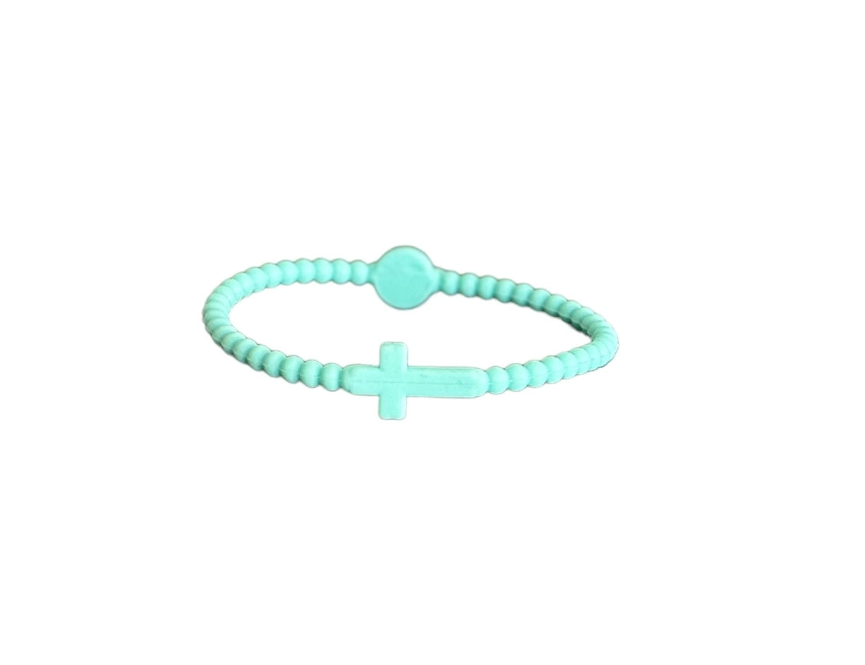 Pulsera Cruz aguamarina