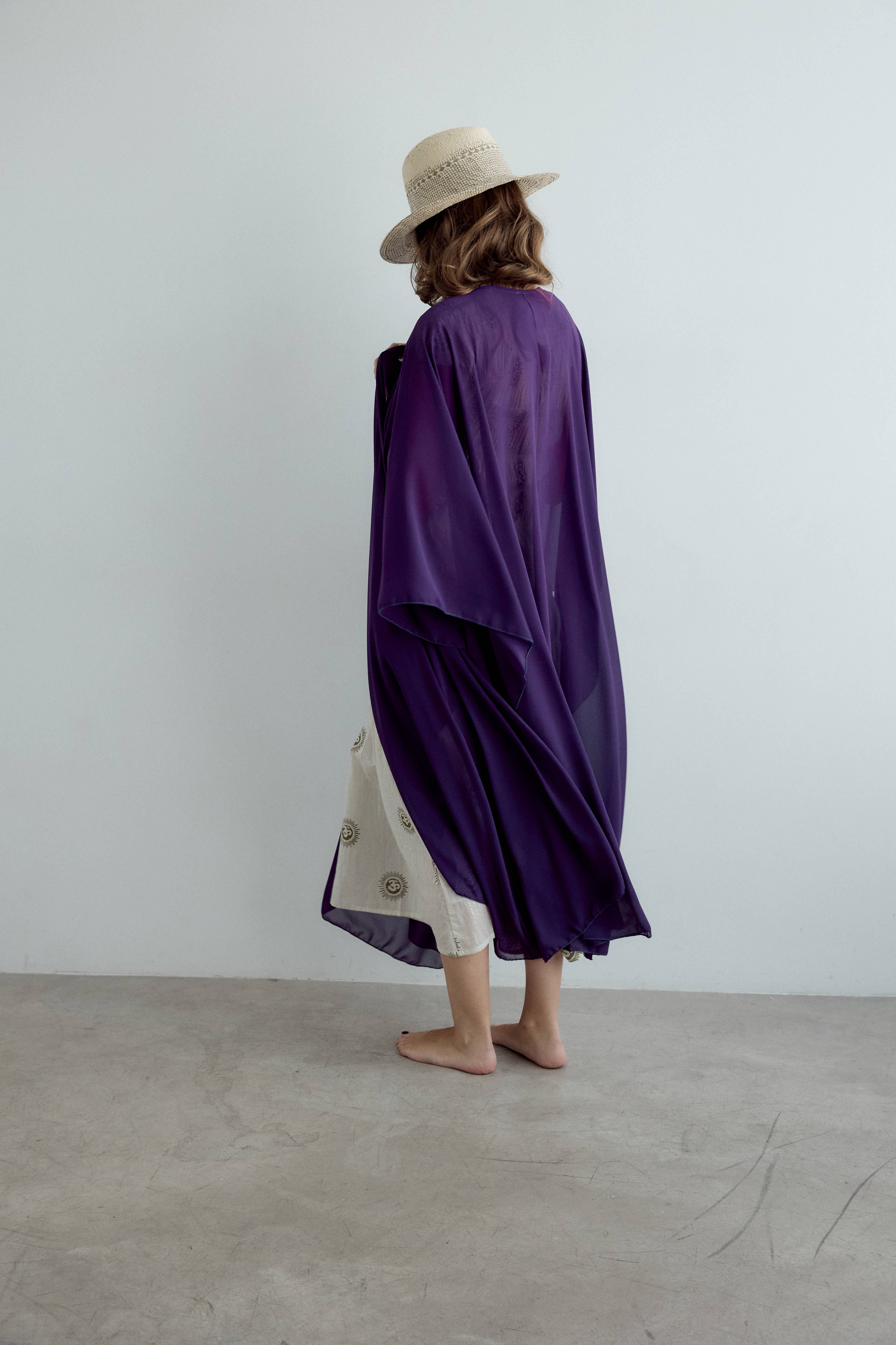 Capa de crepe larga morado