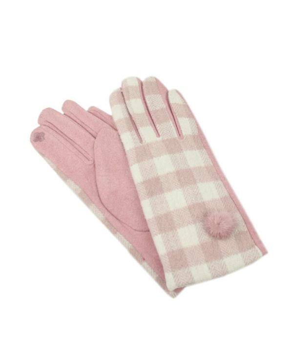 Guantes cuadros rosas