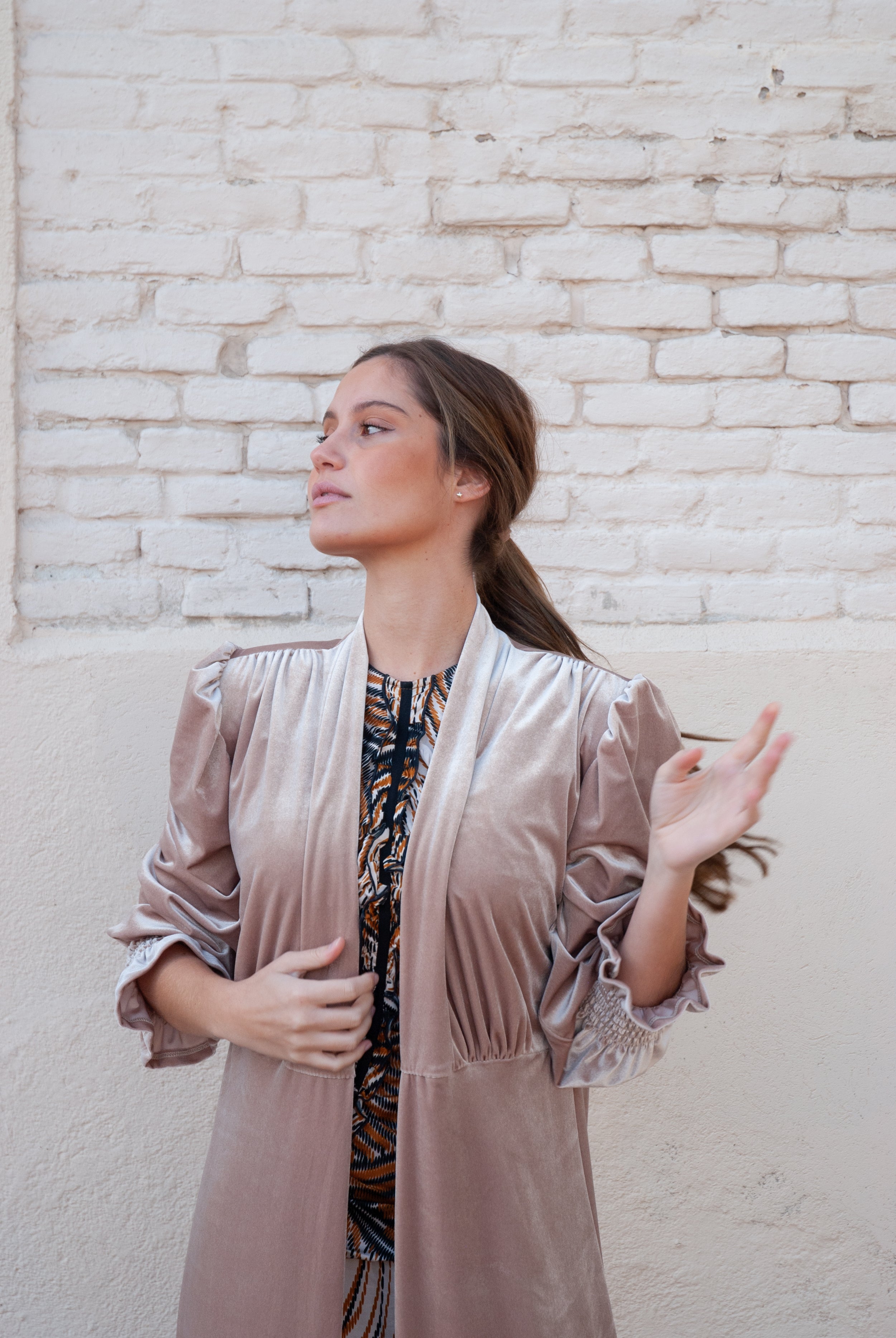 Abrigo de terciopelo Beige