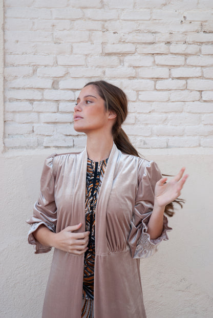 Abrigo de terciopelo Beige