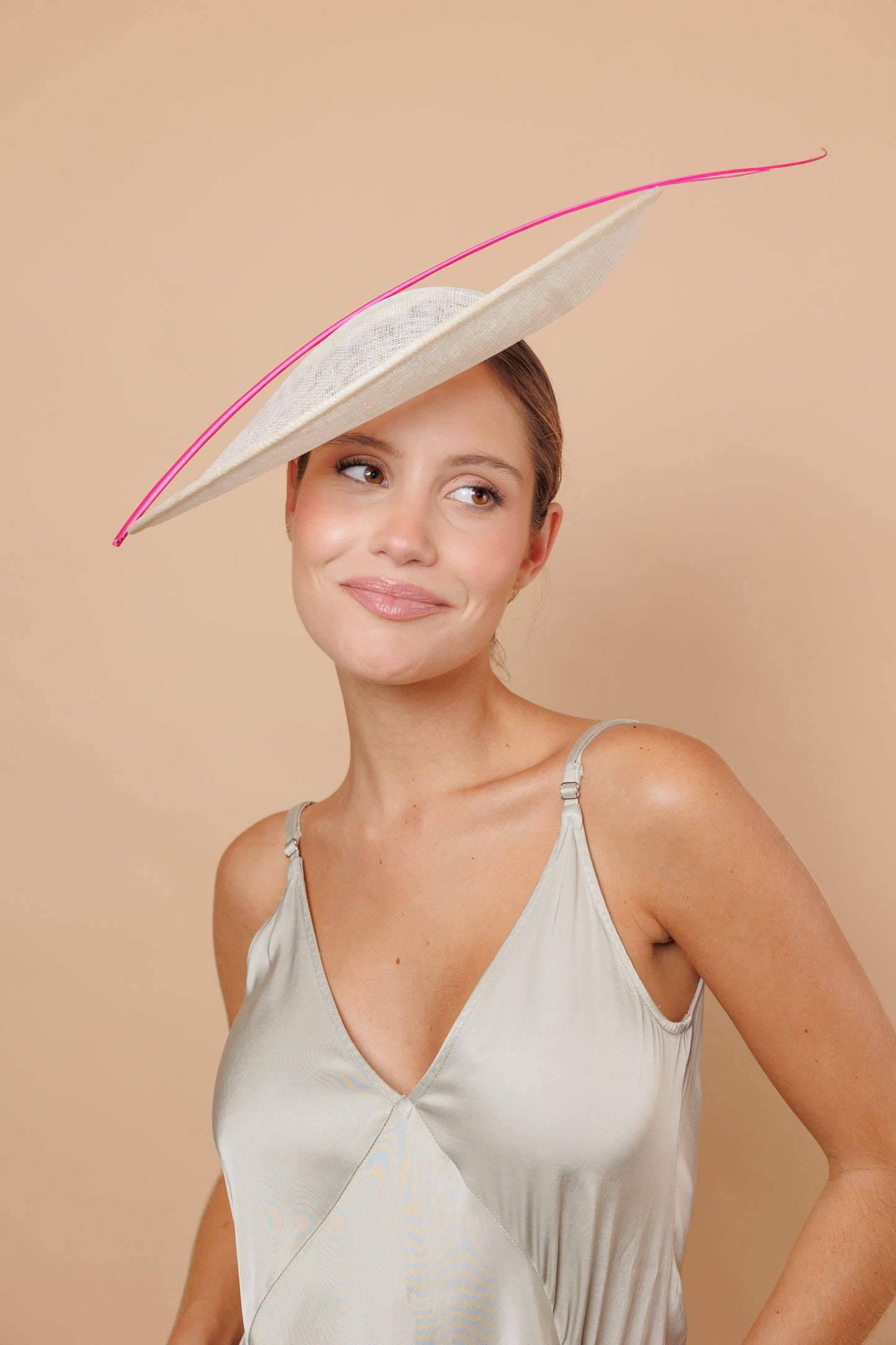 Renata beige and pink headdress