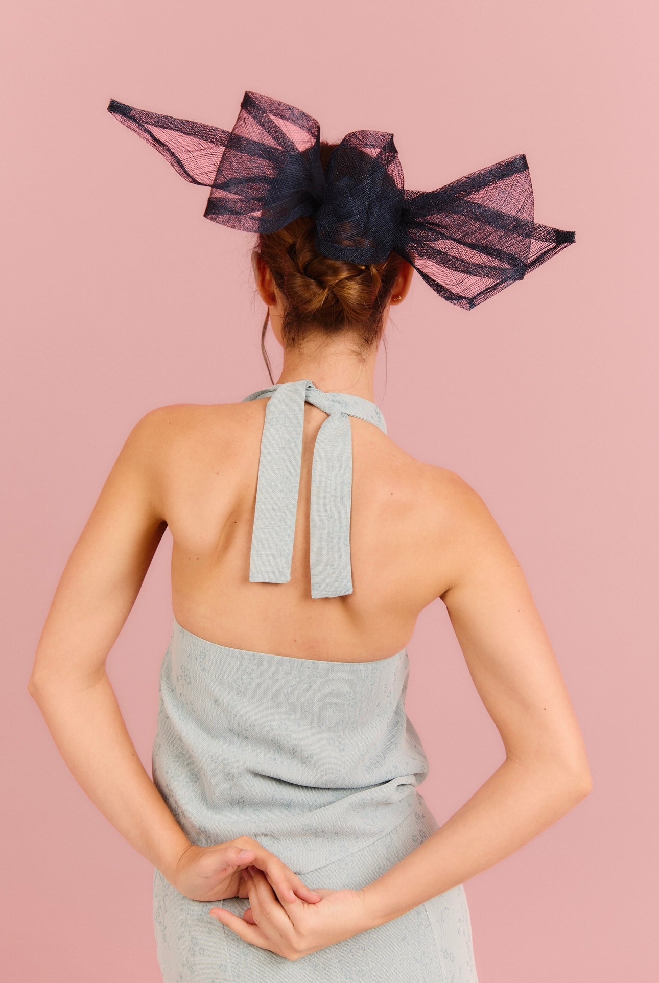 Navy Lace Bow