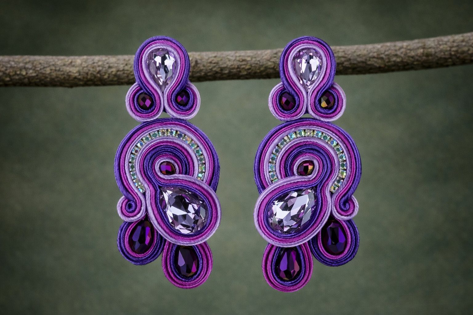 Pendientes Bombay malva