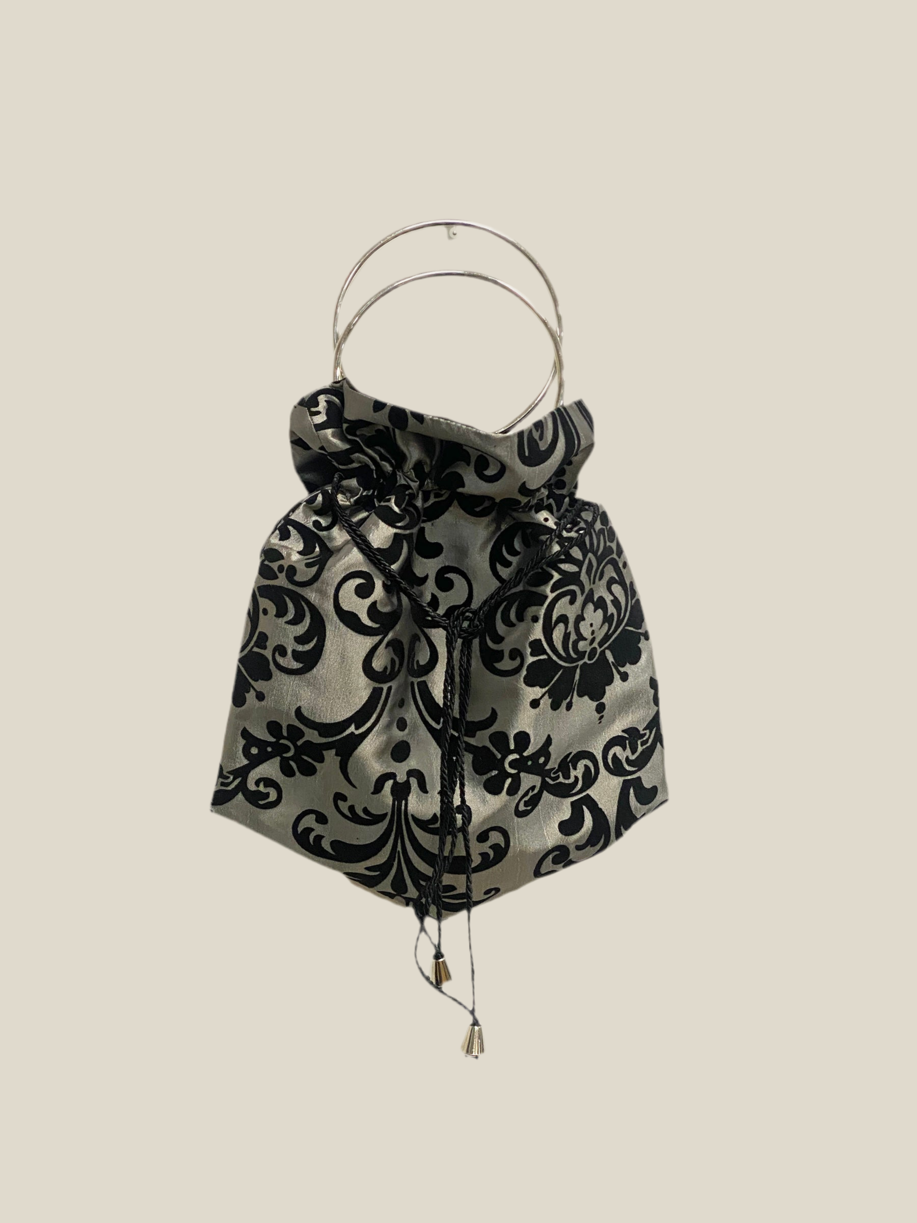 Bolso Saco gris brocado