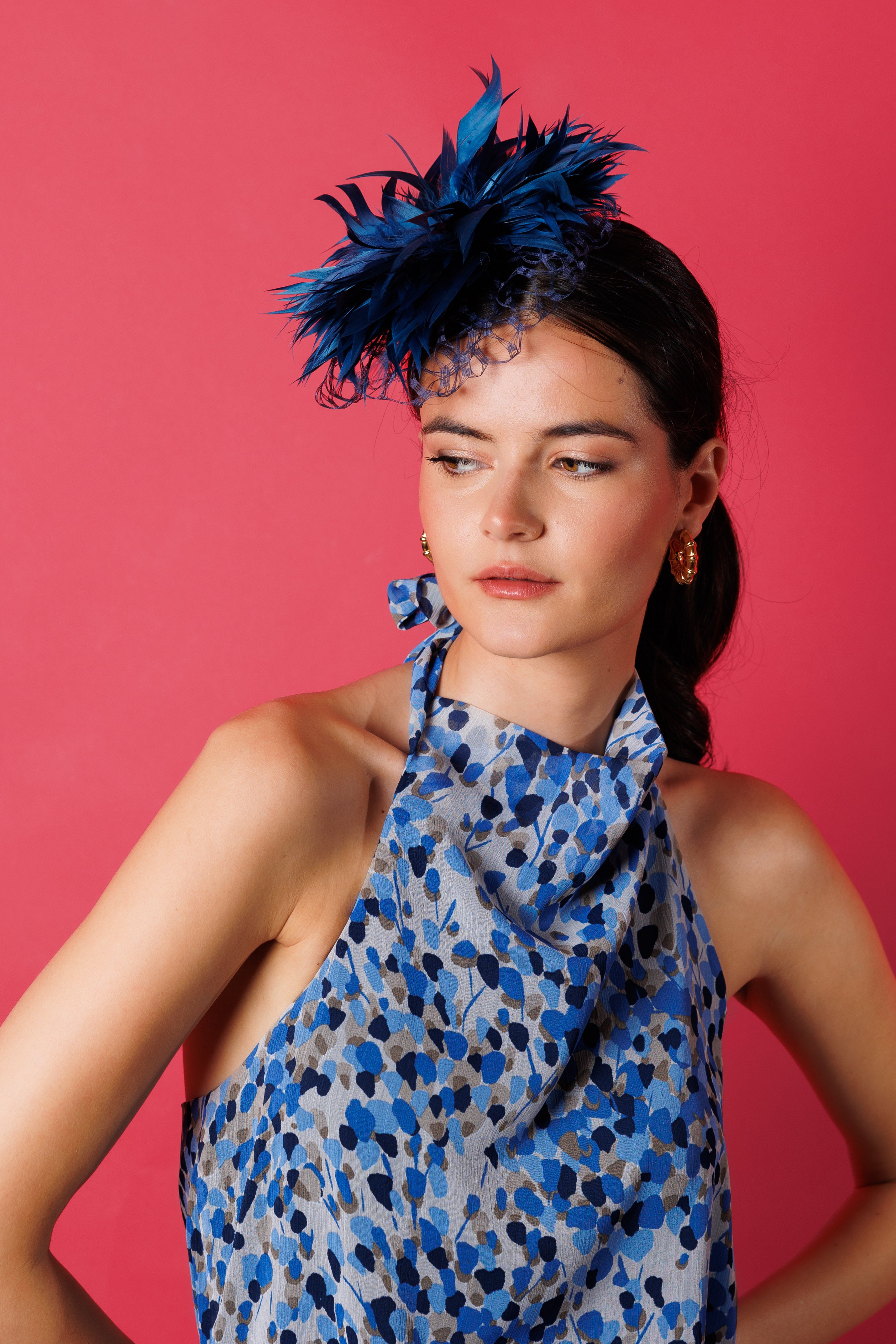 Tocado Pascua azul marino