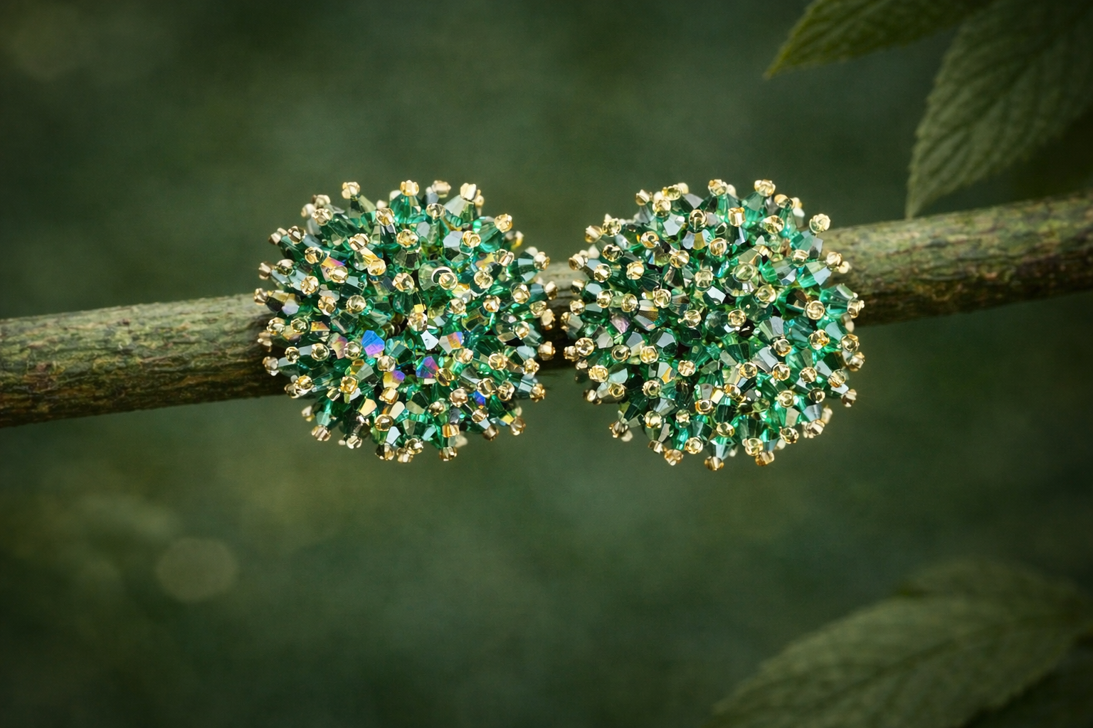 Pendientes Erizo verde