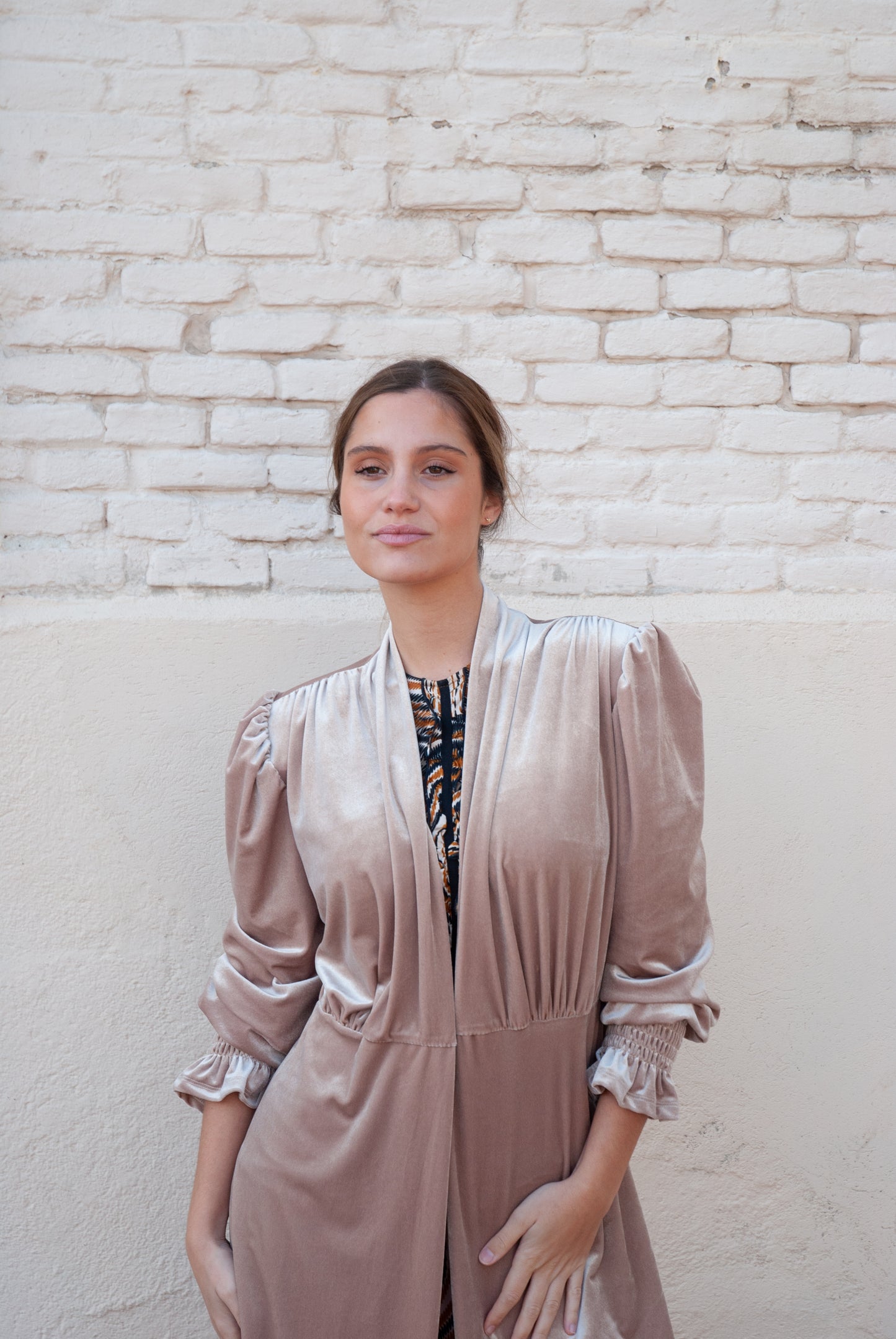 Abrigo de terciopelo Beige