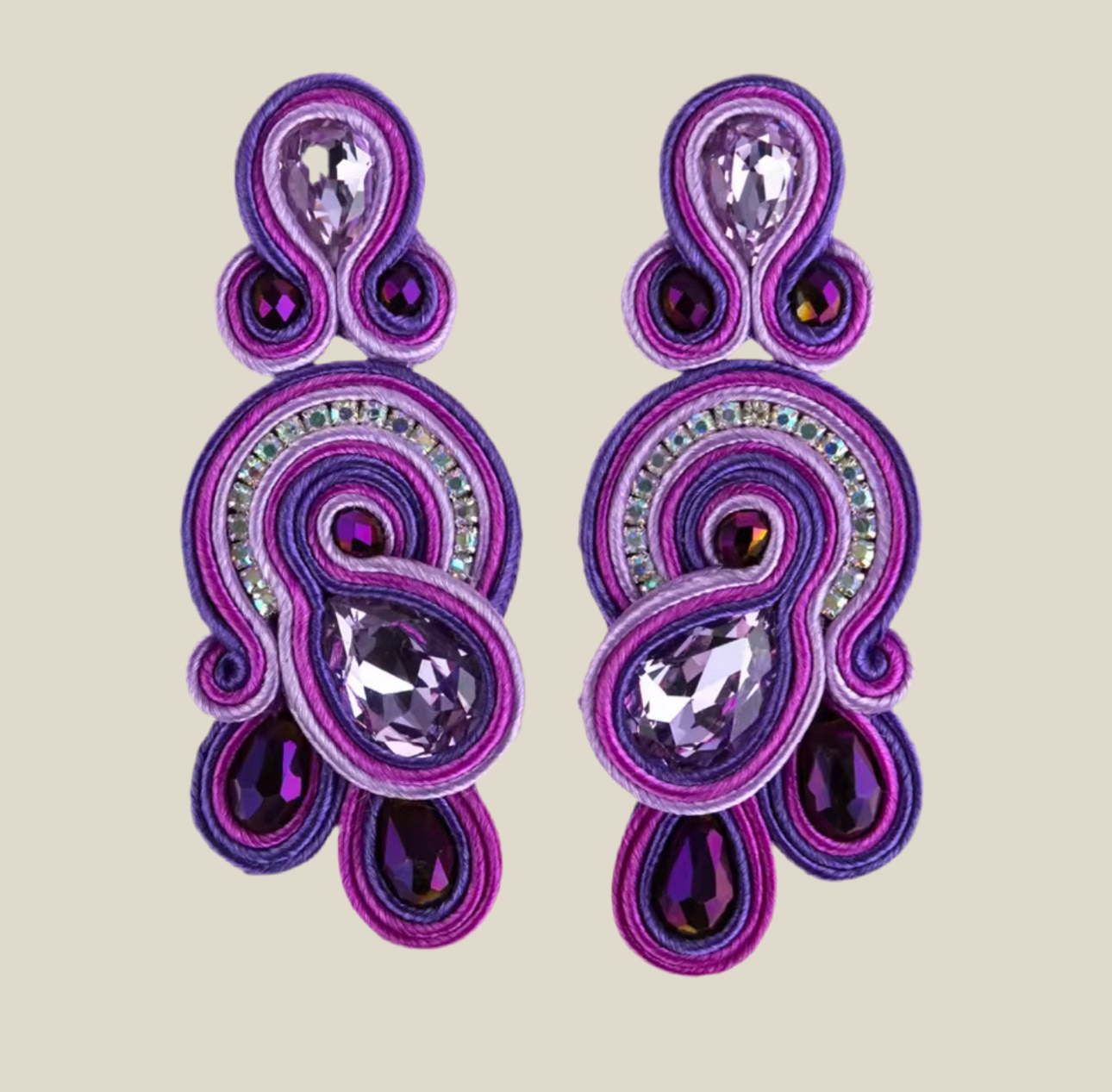 Pendientes Bombay malva