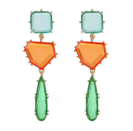 Green trigonometry earrings