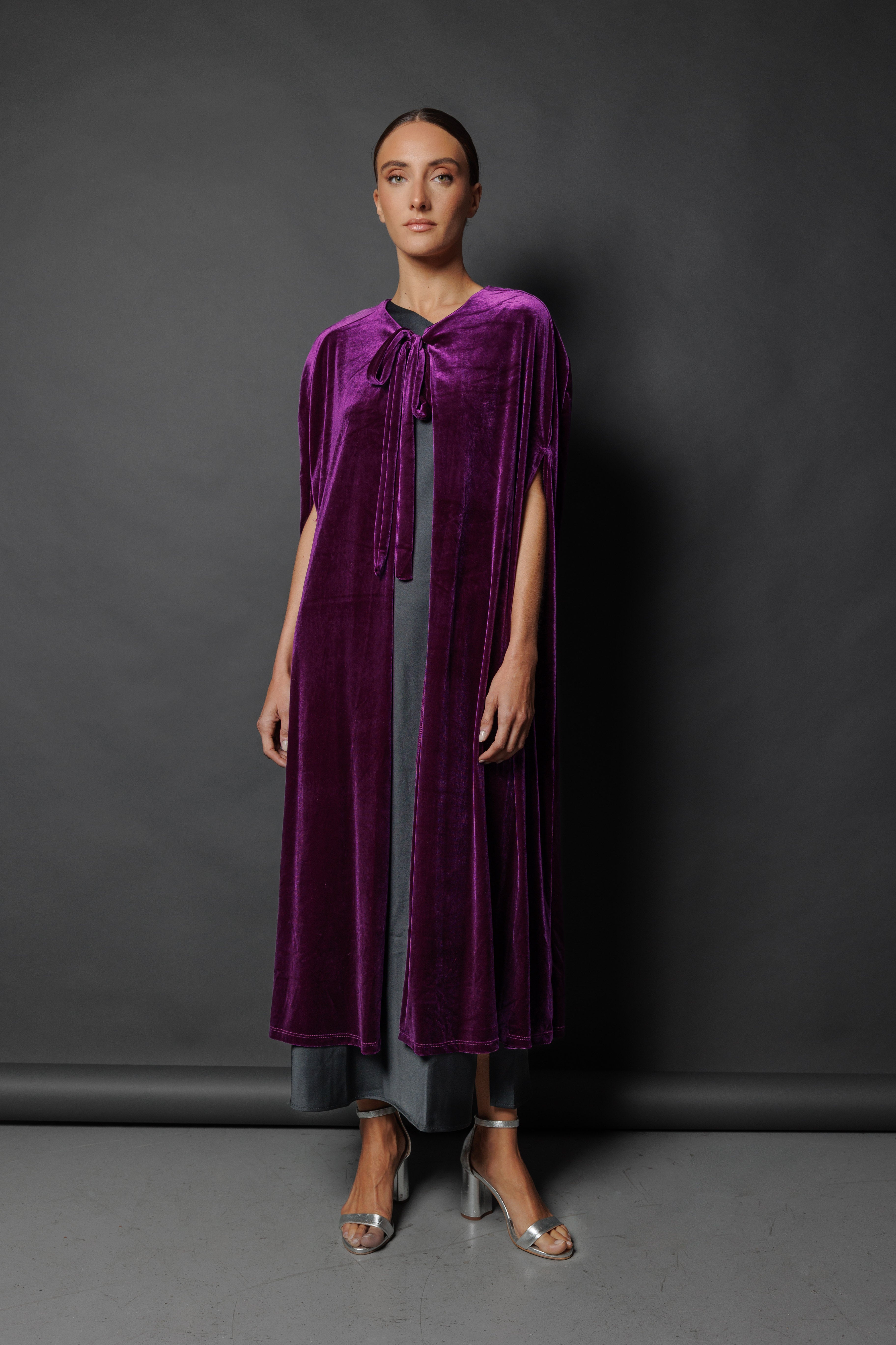 Capa de terciopelo Larga Berenjena