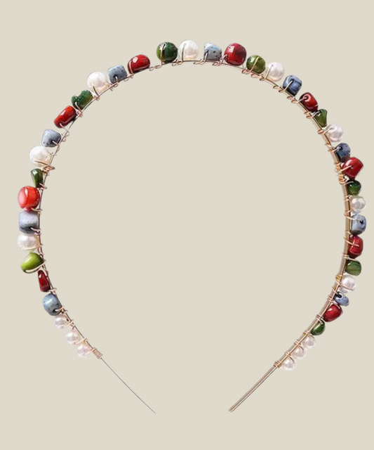 Diadema Piedrecitas y perlas