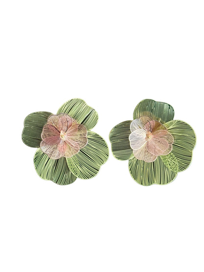 Pendientes Gardenia verde