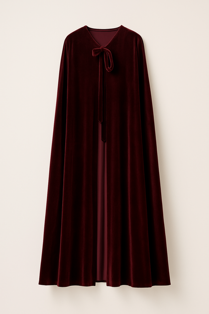 Capa de terciopelo vino larga