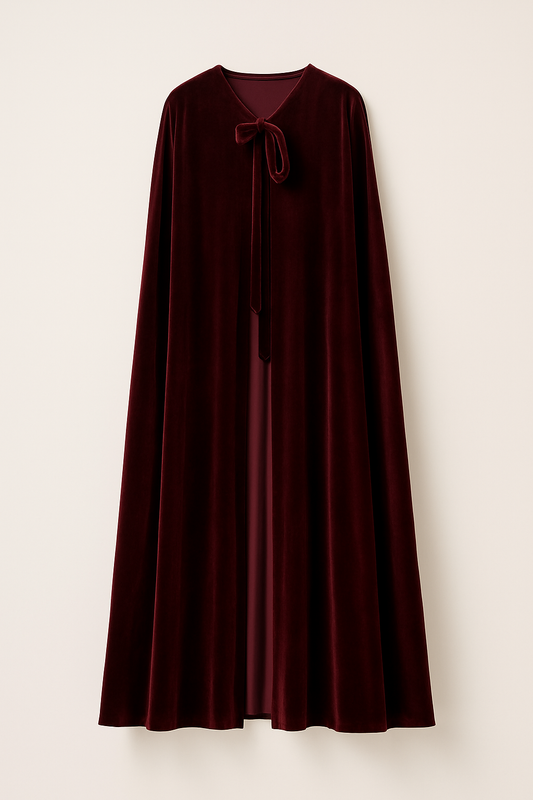 Capa de terciopelo vino larga