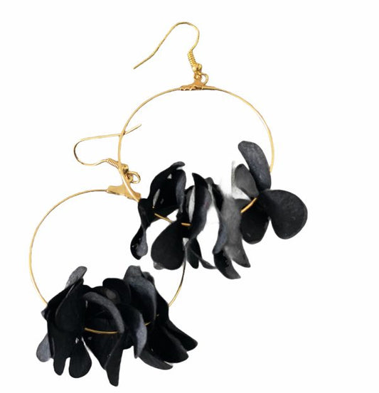 Black Hydrangea Earrings 