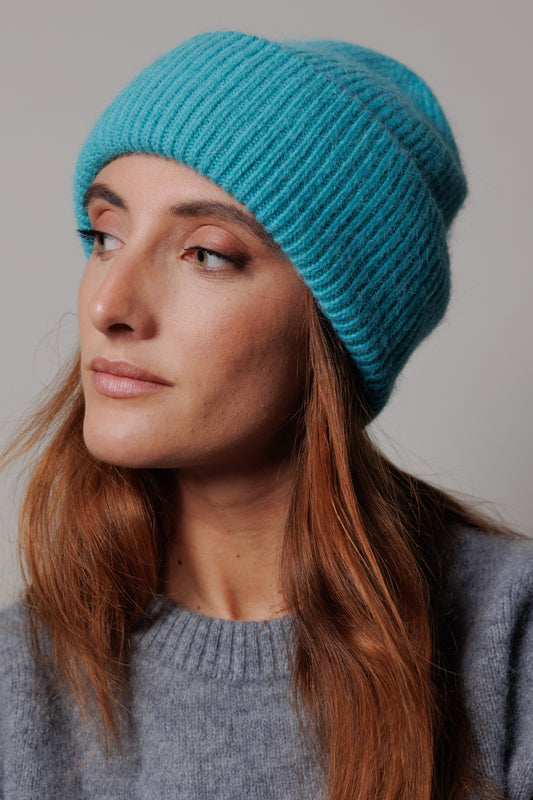 Aquamarine knitted hat