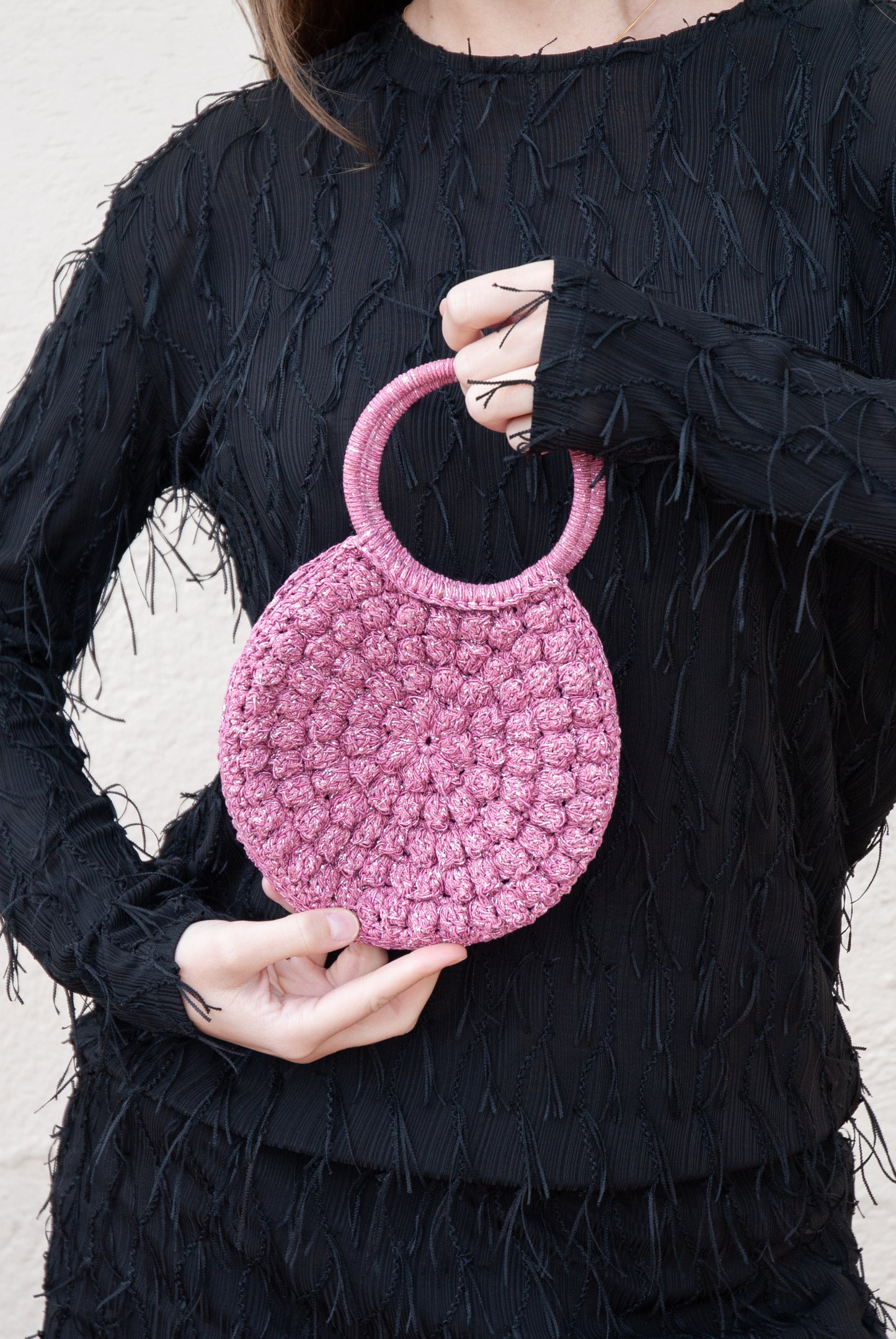 Bolso Petitpoint rosa brillante
