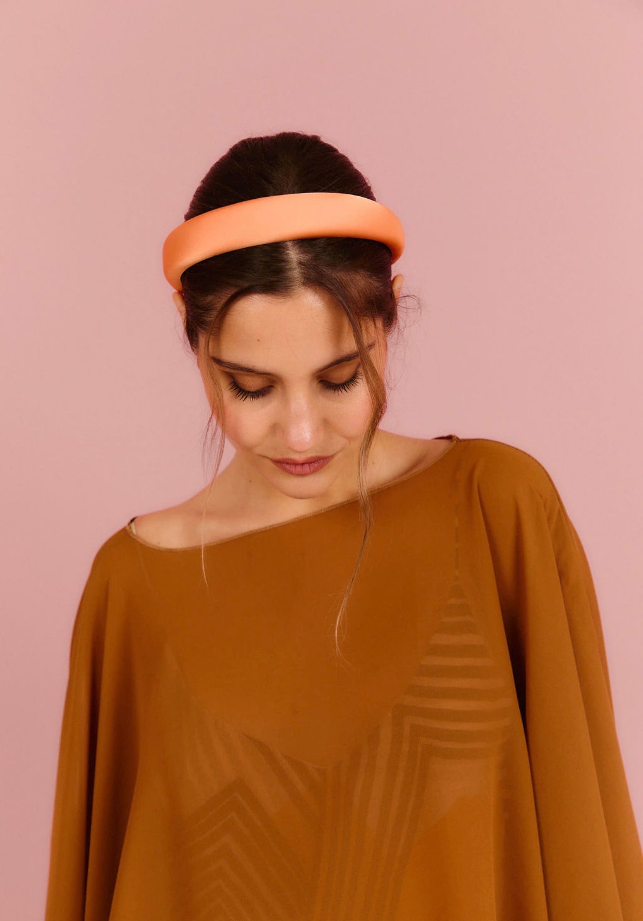 Diadema Río crepe naranja mandarina