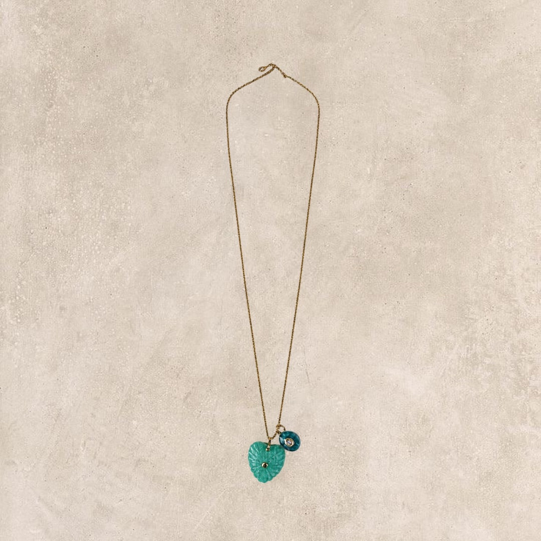 Collar Corazón aguamarina