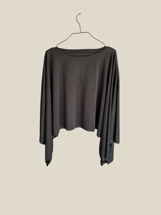 Capa, corta, seda, invitada, negra, boda, Marcela & co