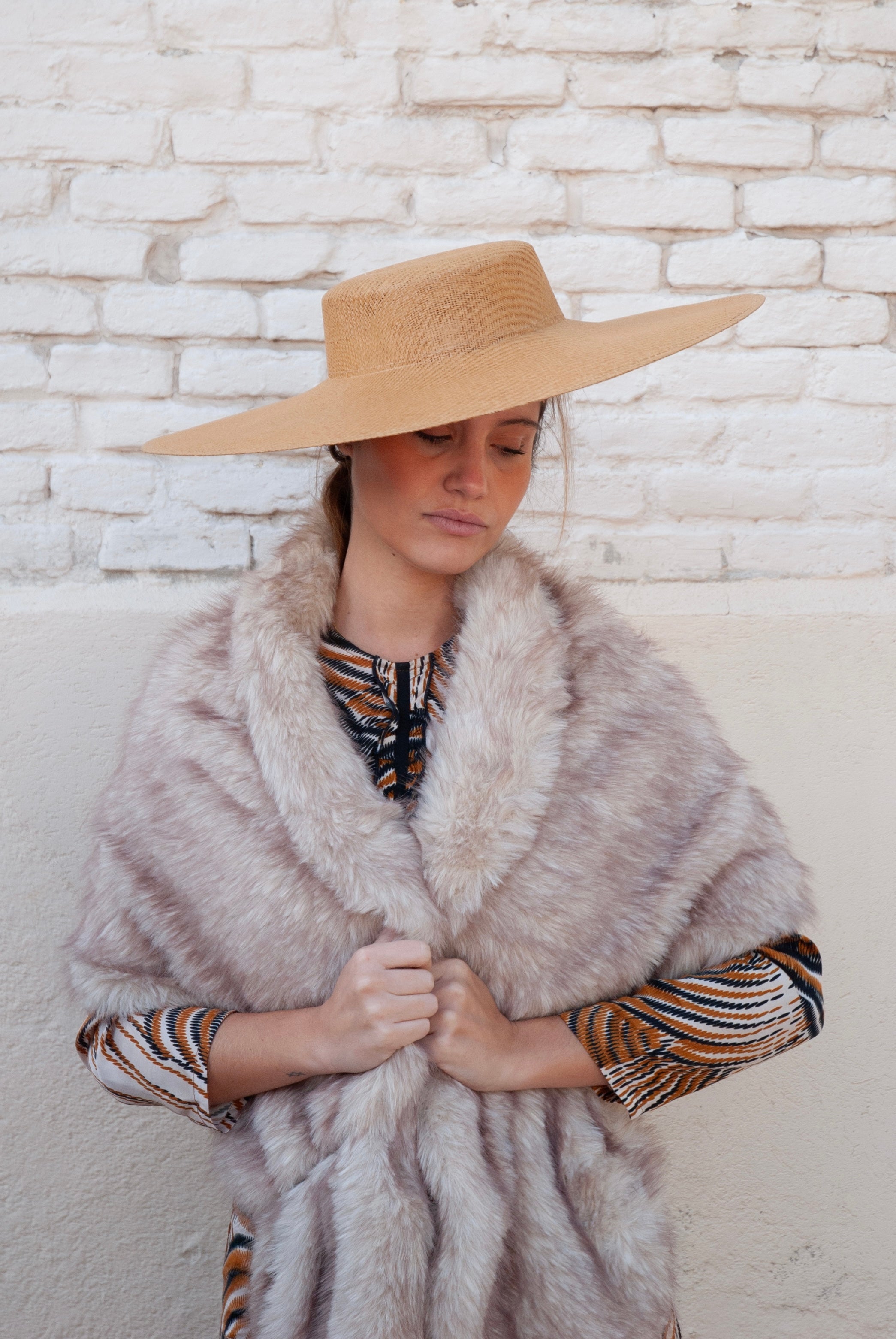 Estola de pelo Beige