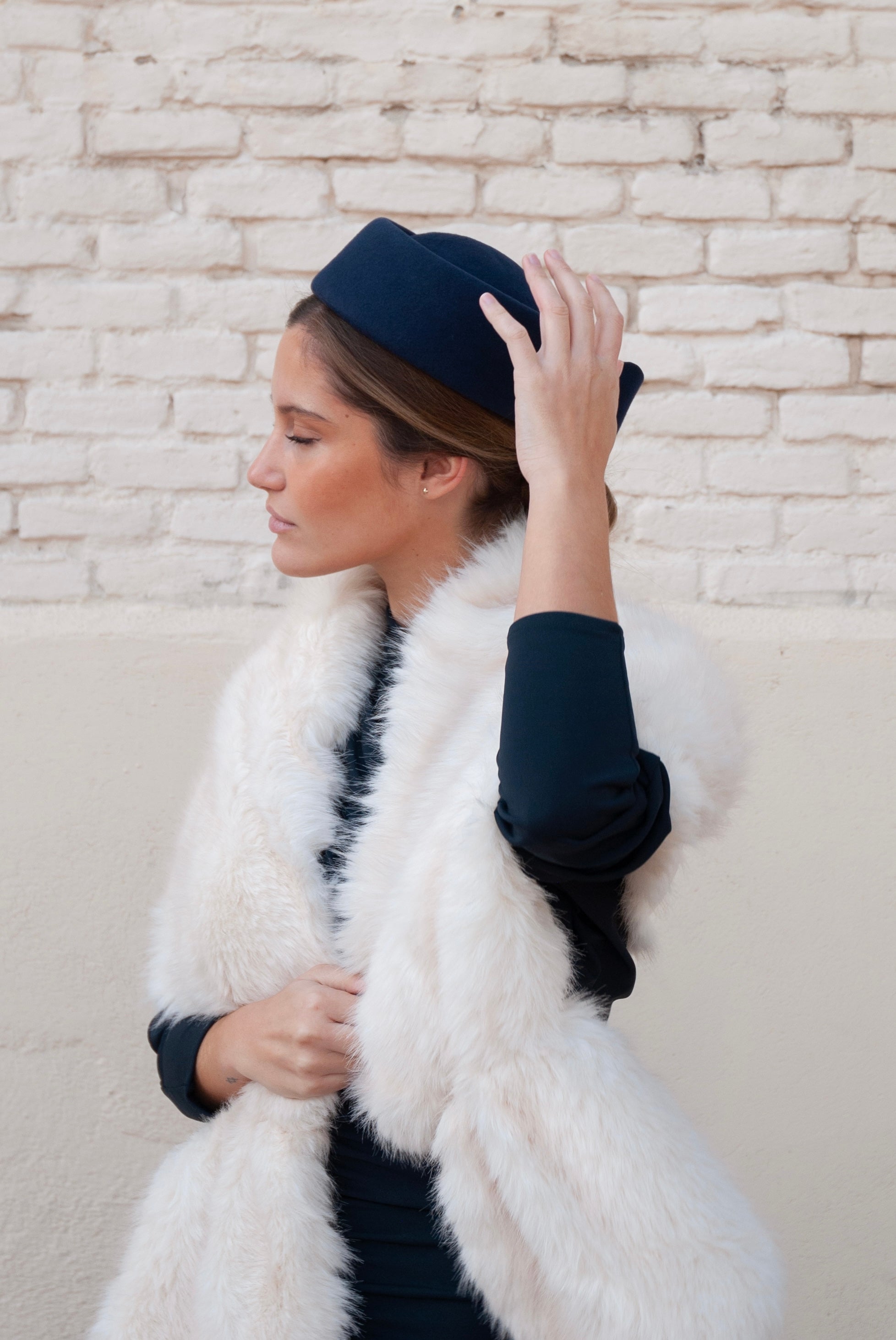 Estola de pelo Blanco con cuello