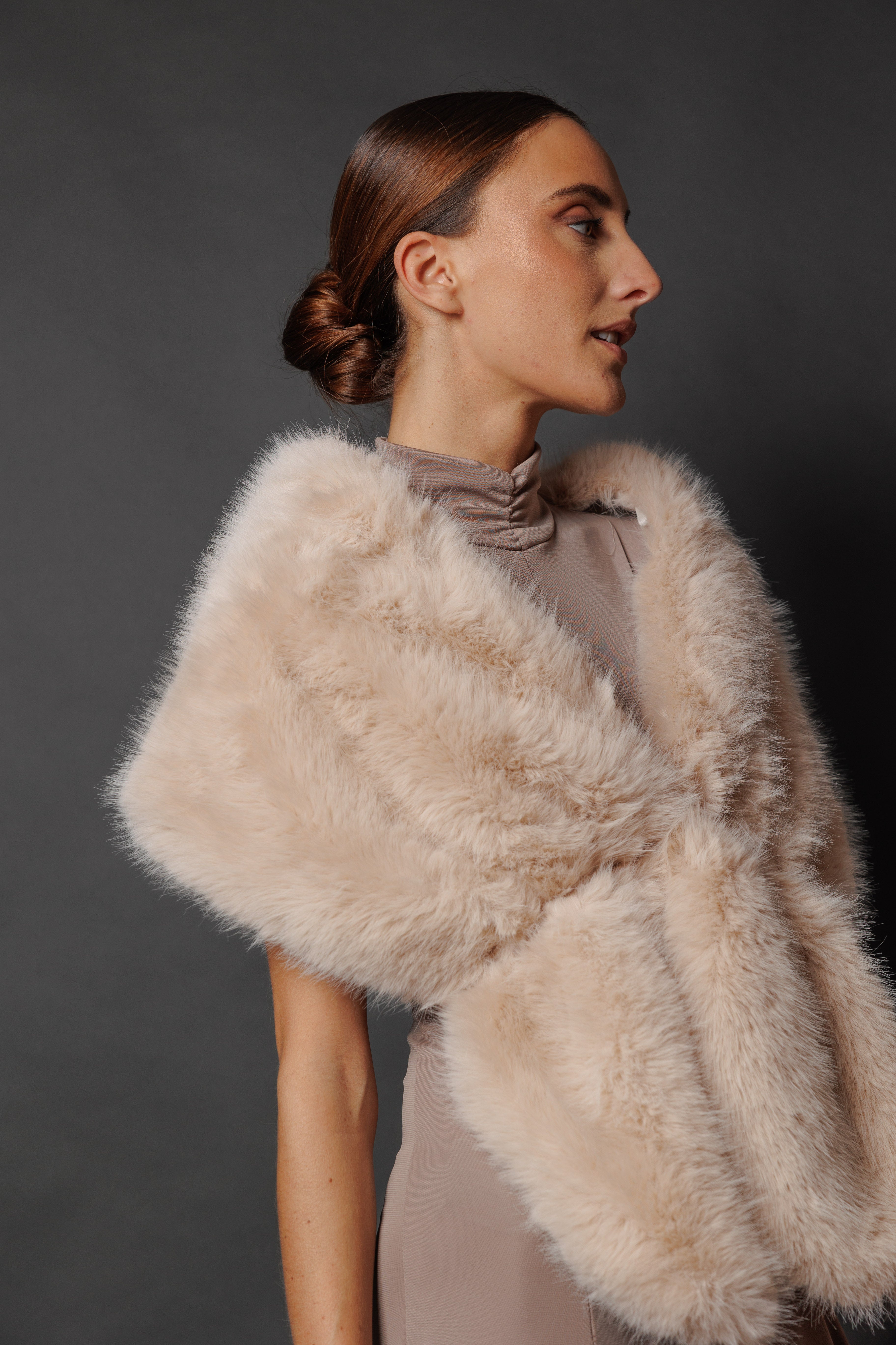 Estola de pelo Beige